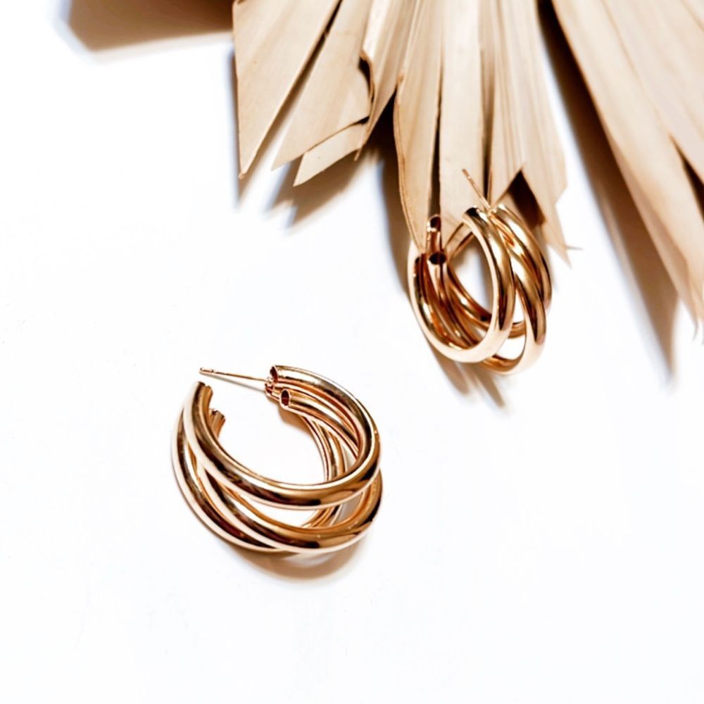 Minimalist hoop cuff earrings #900 - Picture 2 of 6